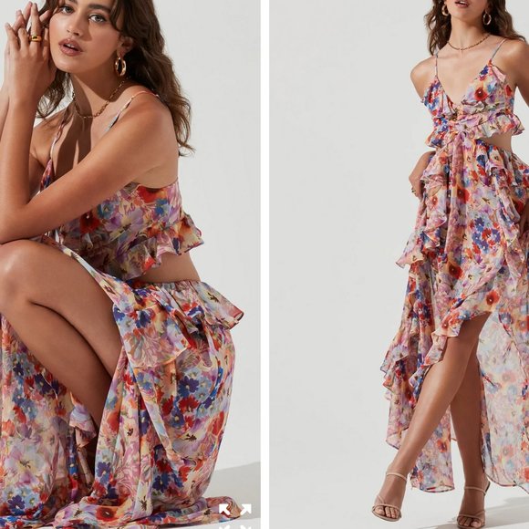 Astr | Dresses | Astr The Label Palace Floral Cutout Maxi Dress Medium Nwt  | Poshmark